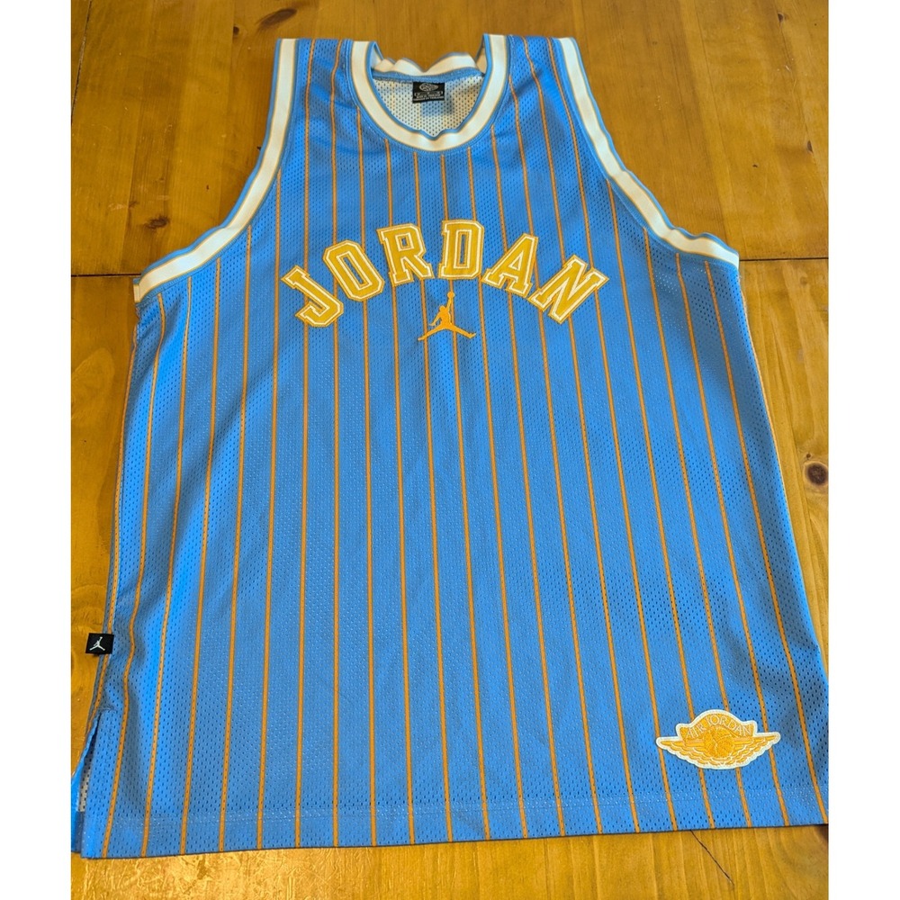 Jordan Brand Carmelo Anthony 15 Denver Nuggets Jersey Blue Pinstripe Mens Medium